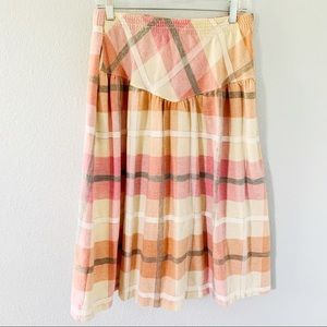 Vintage Pastel Plaid Wool Blend A Line Skirt Sz M